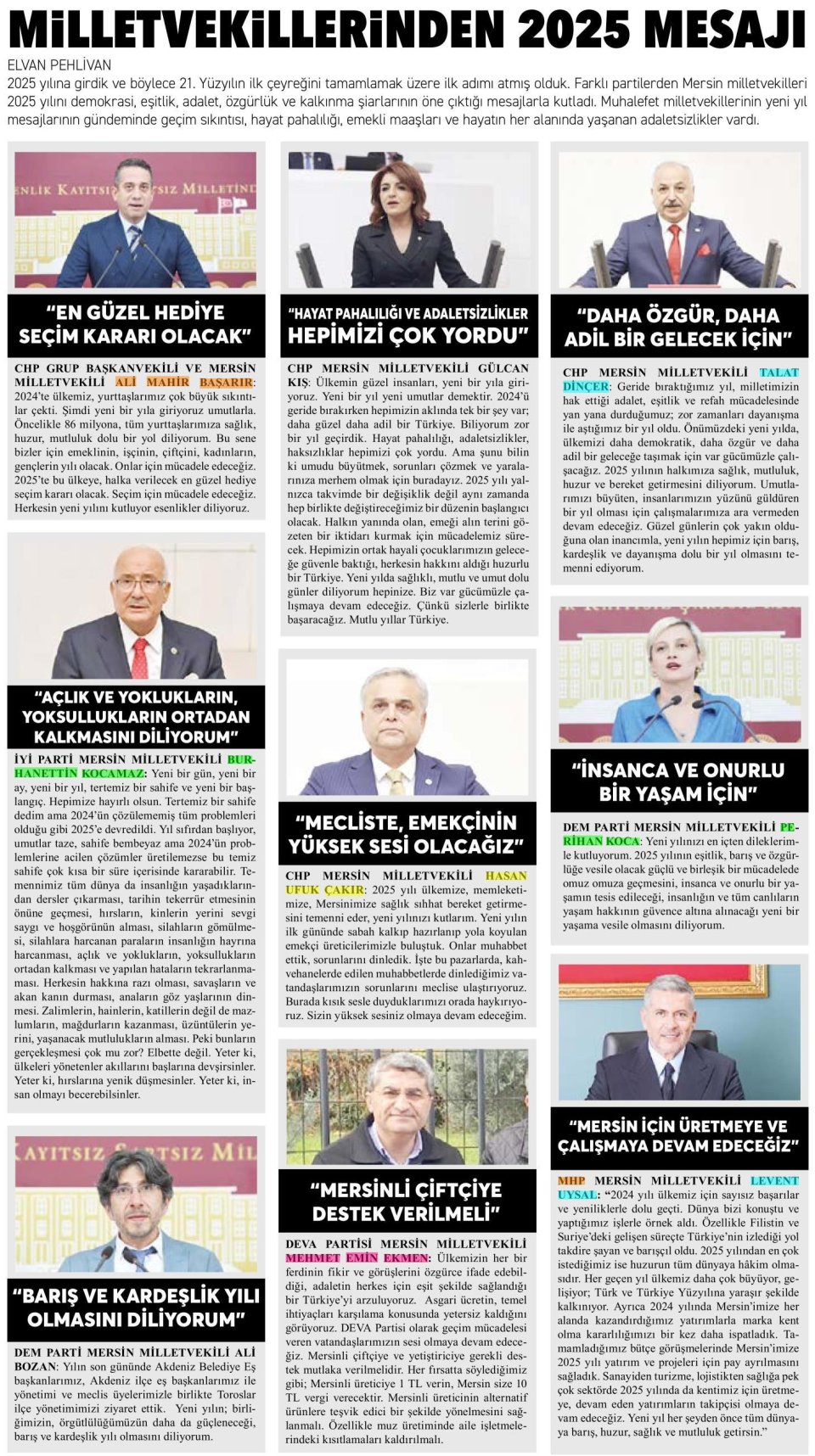 MİLLETVEKİLLERİNDEN 2025 MESAJI