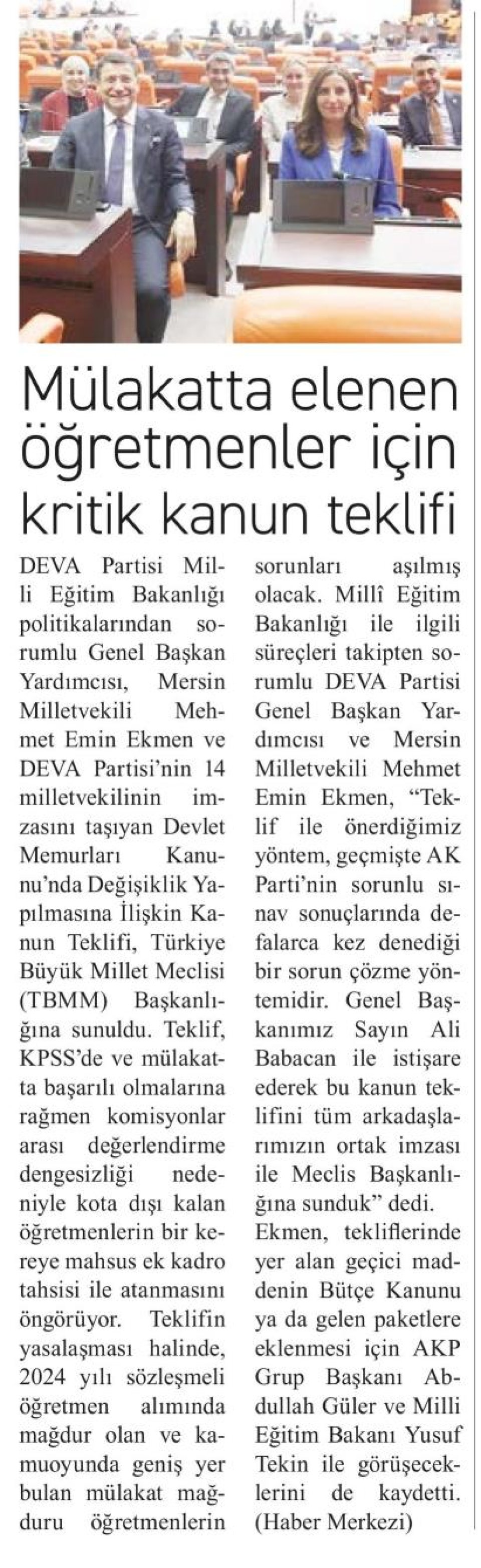 MÜLAKATTA ELENEN ÖĞRETMENLER İÇİN KRİTİK KANUN TEKLİFİ