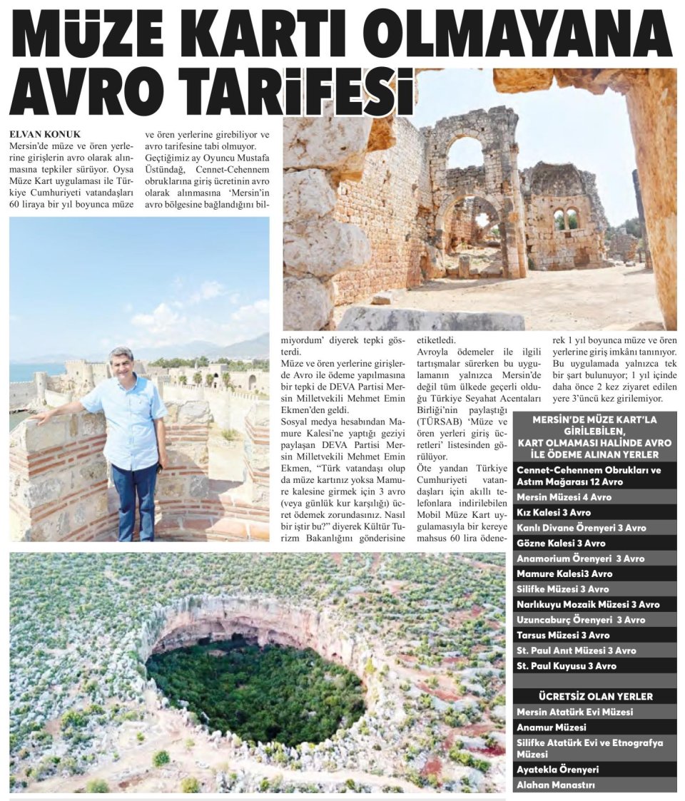 MÜZE KARTI OLMAYANA AVRO TARİFESİ