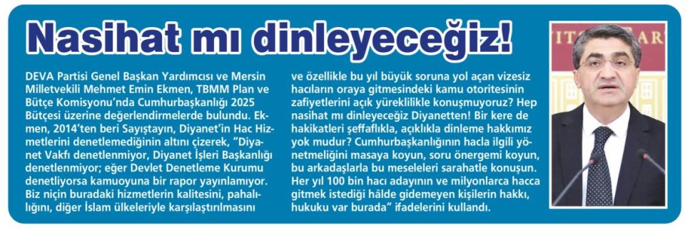 NASİHAT MI DİNLEYECEĞİZ!