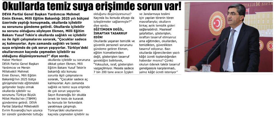 OKULLARDA TEMİZ SUYA ERİŞİMDE SORUN VAR!