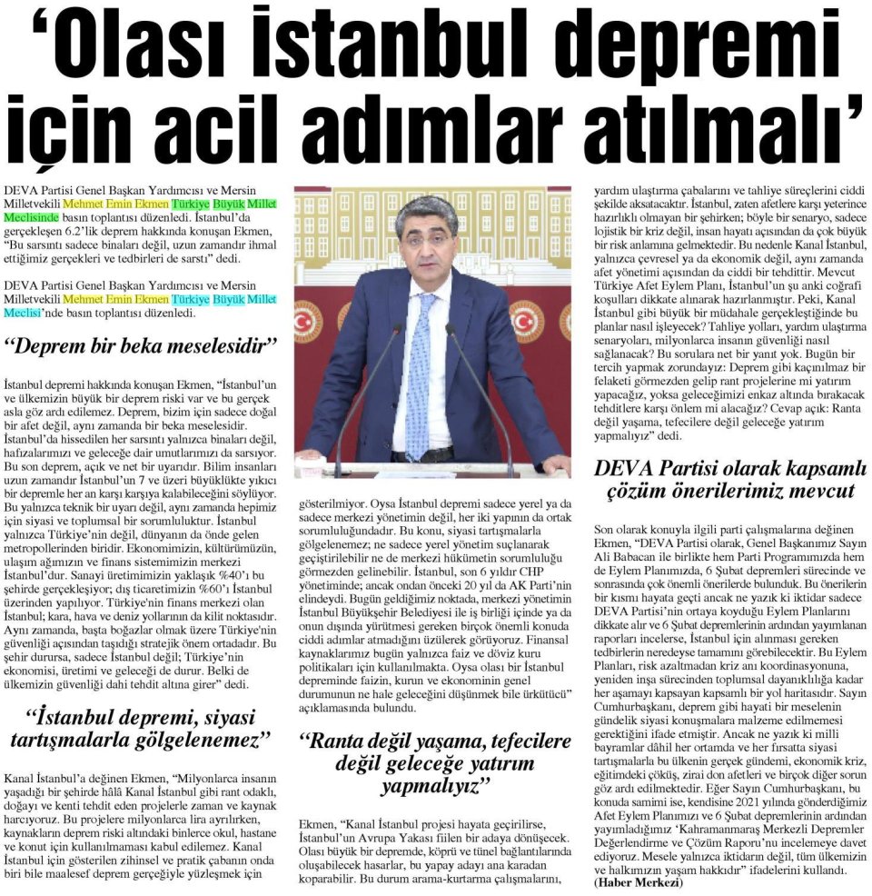 'OLASI İSTANBUL DEPREMİ İÇİN ACİL ADIMLAR ATILMALI'