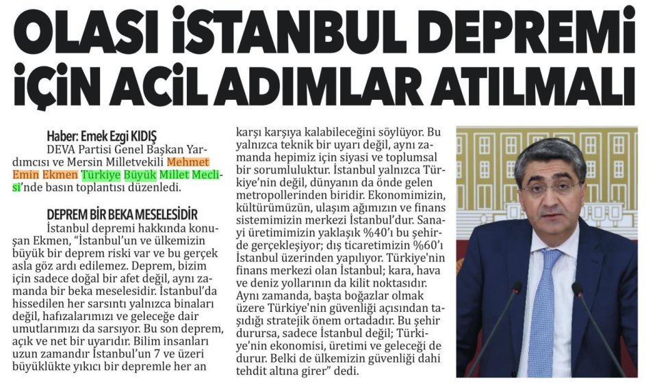 OLASI İSTANBUL DEPREMİ İÇİN ACİL ADIMLAR ATILMALI
