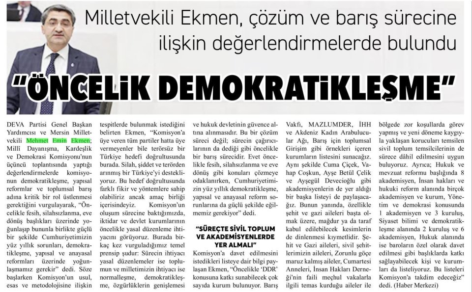 ÖNCELİK DEMOKRATİKLEŞME