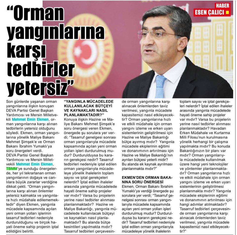 ORMAN YANGINLARINA KARŞI TEDBİRLER YETERSİZ