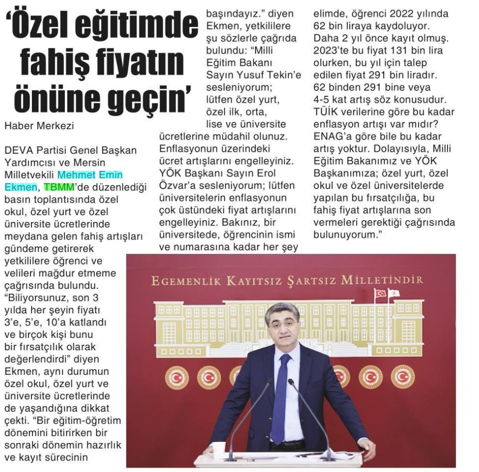 'ÖZEL EĞİTİMDE FAHİŞ FİYATIN ÖNÜNE GEÇİN'