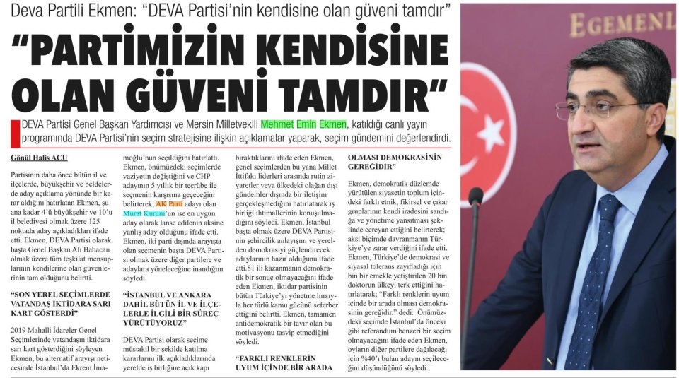 PARTİMİZİN KENDİSİNE OLAN GÜVENİ TAMDIR