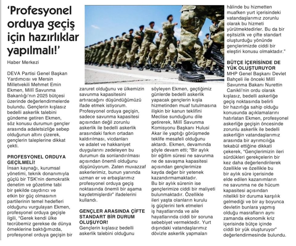 'PROFESYONEL ORDUYA GEÇİŞ İÇİN HAZIRLIKLAR YAPILMALI!