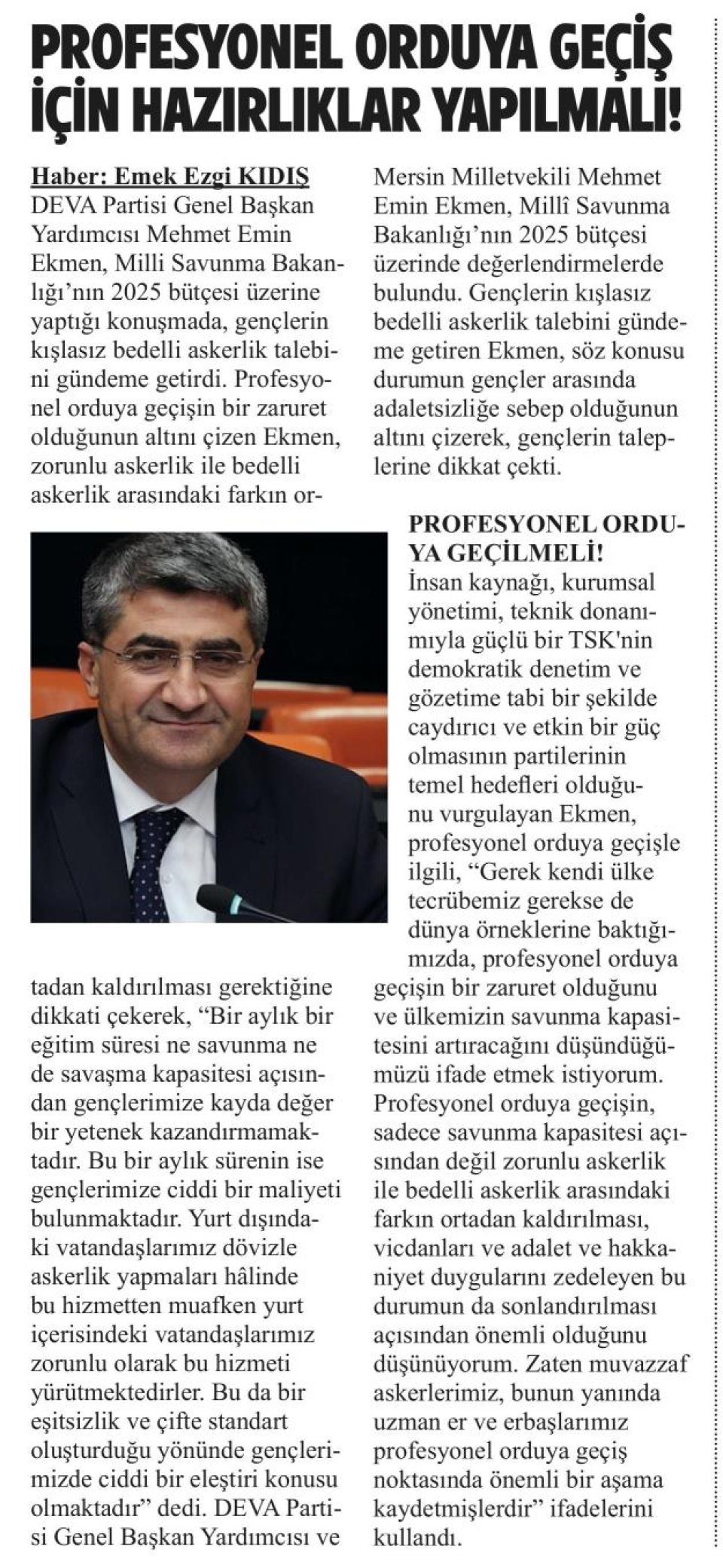 PROFESYONEL ORDUYA GEÇİŞ İÇİN HAZIRLIKLAR YAPILMALI!