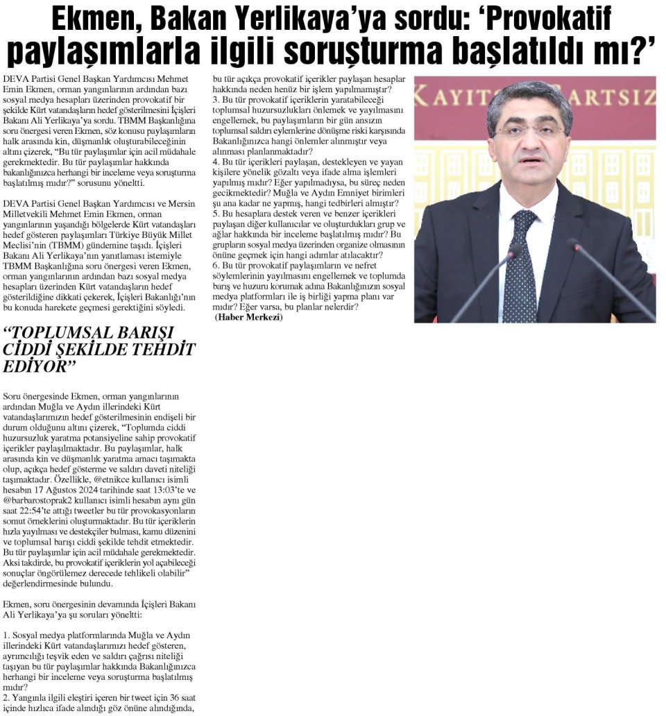 'PROVOKATİF PAYLAŞIMLARLA İLGİLİ SORUŞTURMA BAŞLATILDI MI ?''