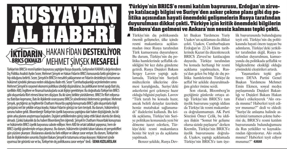 RUSYA'DAN AL HABERİ