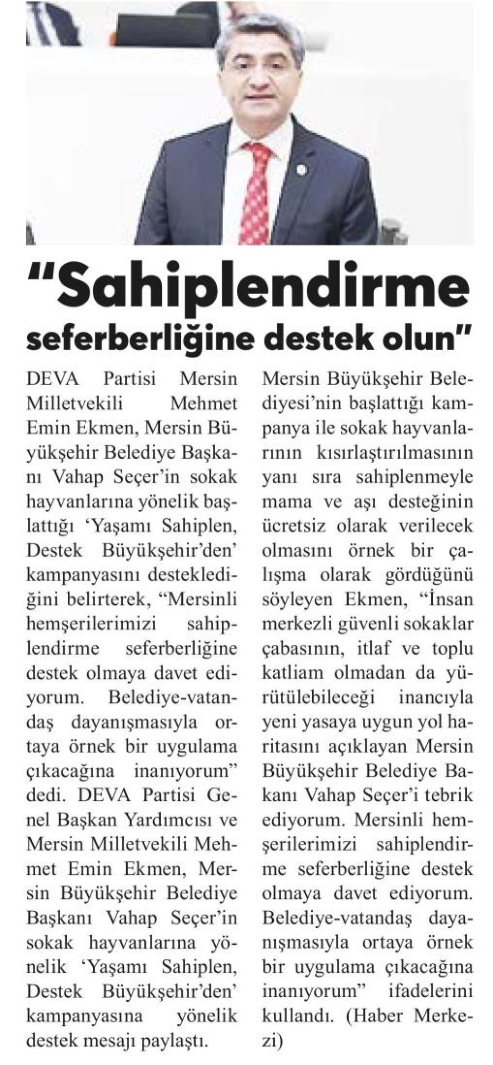 SAHİPLENDİRME SEFERBERLİĞİNE DESTEK OLUN