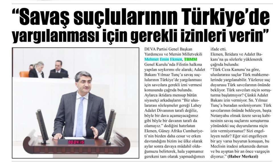 SAVAŞ SUÇLULARININ TÜRKİYE'DE YARGILANMASI İÇİN GEREKLİ İZİNLERİ VERİN