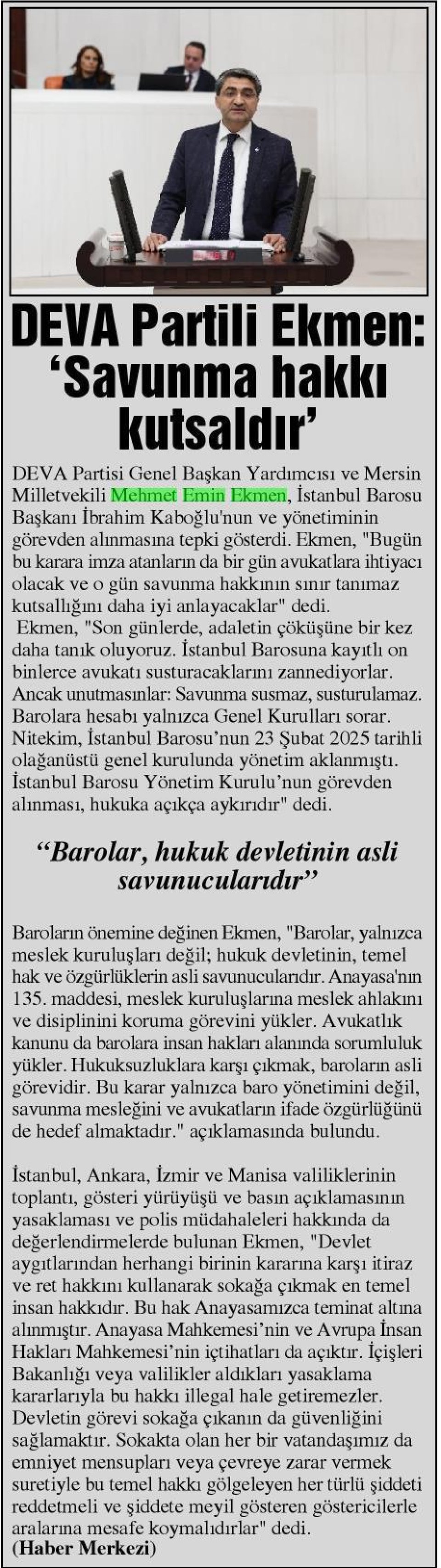 'SAVUNMA HAKKI KUTSALDIR'