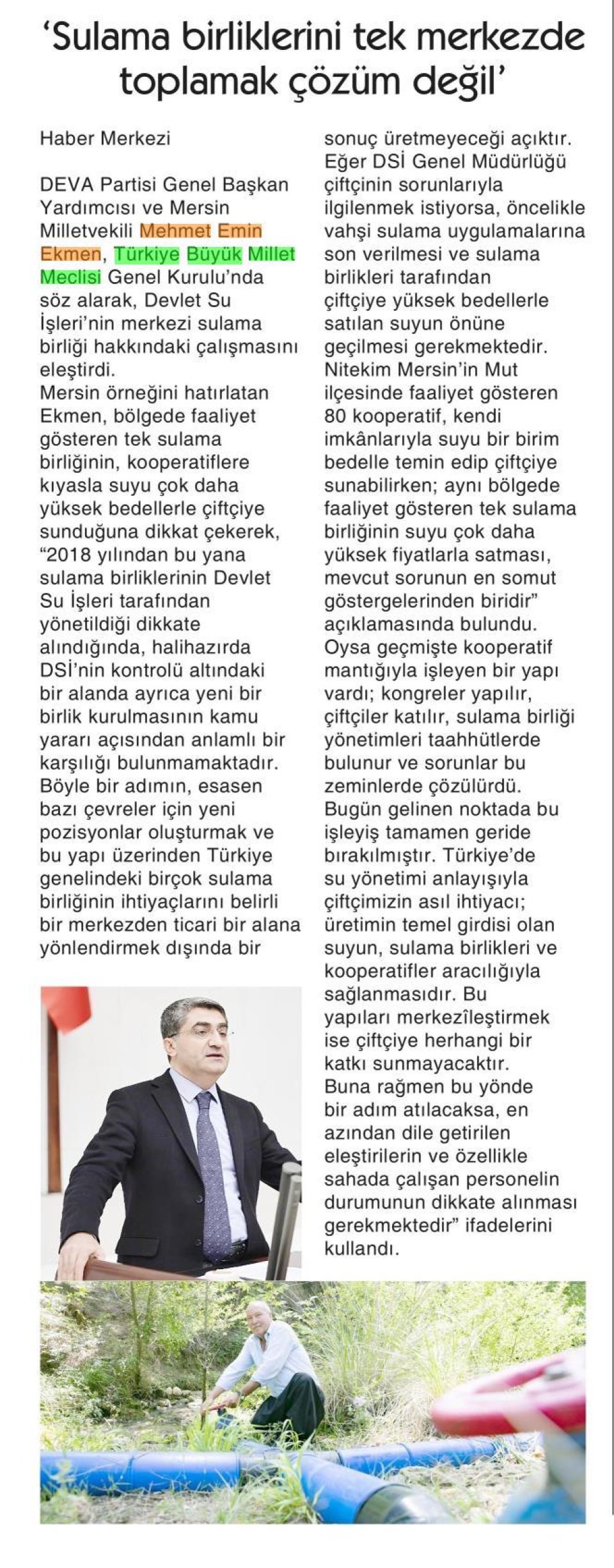 SULAMA BİRLİĞİ, 80 KOOPERATİFİTEN DAHA PAHALI SU SATIYOR!