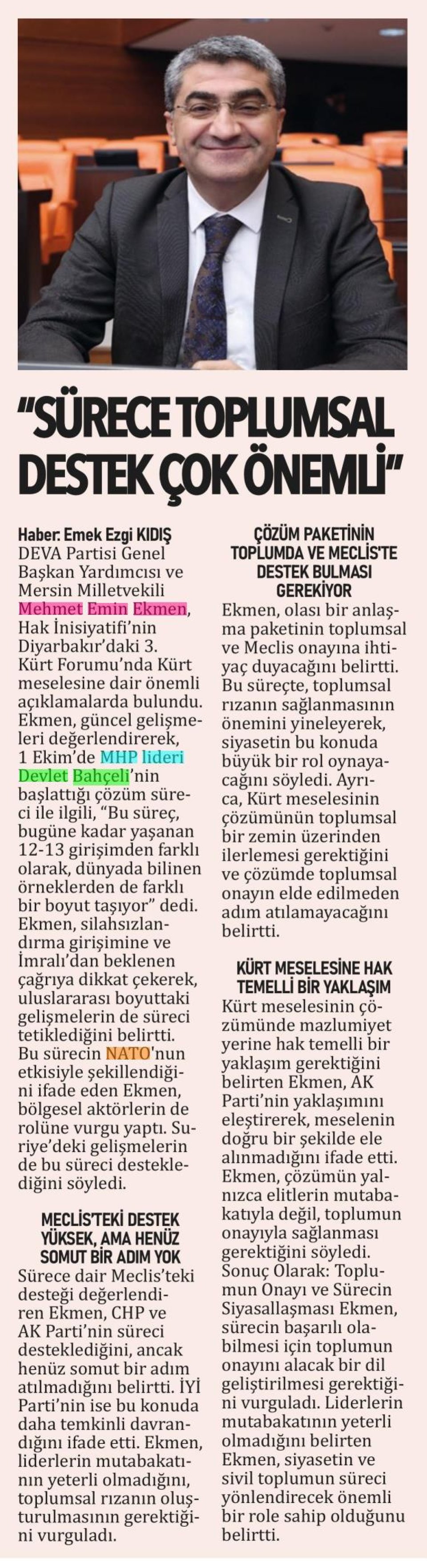  SÜRECE TOPLUMSAL DESTEK ÇOK ÖNEMLİ
