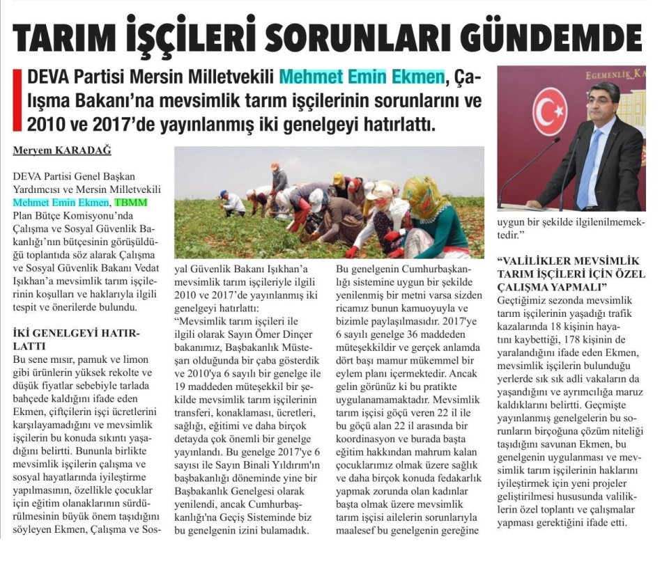 TARIM İŞÇİLERİ SORUNLARI GÜNDEMDE