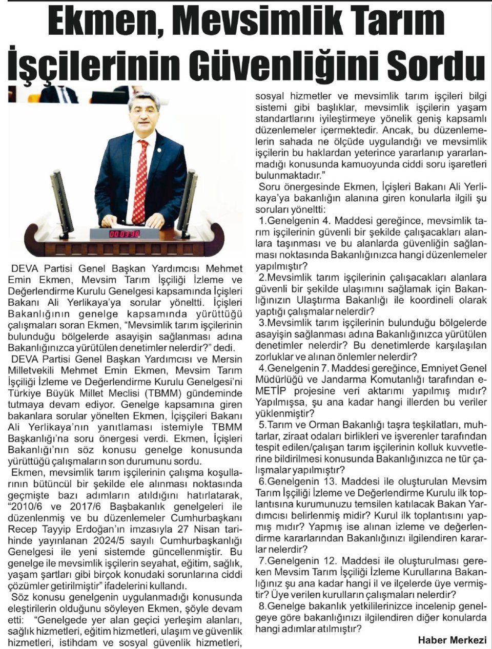 TARIM İŞÇİLERİNİN GÜZENLİ SAĞLIK KONTROLLERİ YAPILIYOR MU ?
