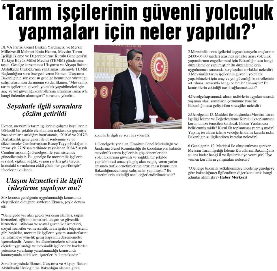 'TARIM İSÇİLERİNİN GÜVENLİ YOLCULUK YAPMALARI İÇİN NELER YAPILDI