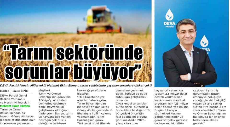 TARIM SEKTÖRÜNDE SORUNLAR BÜYÜYOR