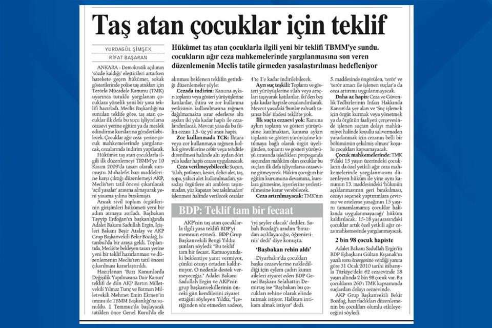 Taş atan çocuklar için teklif