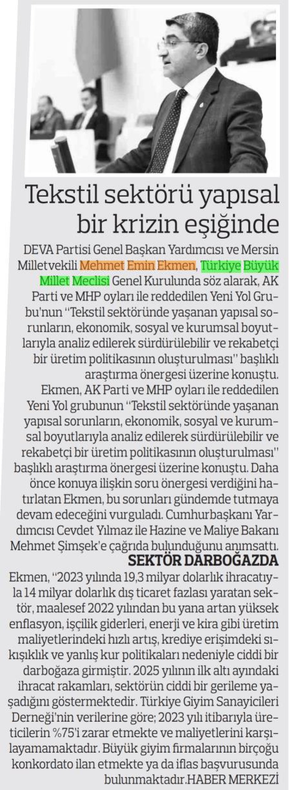 TEKSTİL SEKTÖRÜ YAPISAL BİR KRİZİN EŞİĞİNDE