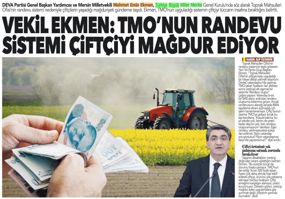 TMO'NUN RANDEVU SİSTEMİ ÇİFTÇİYİ MAĞDUR EDİYOR