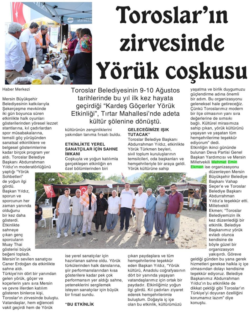 TOROSLAR'IN ZİRVESİNDE YÖRÜK COŞKUSU