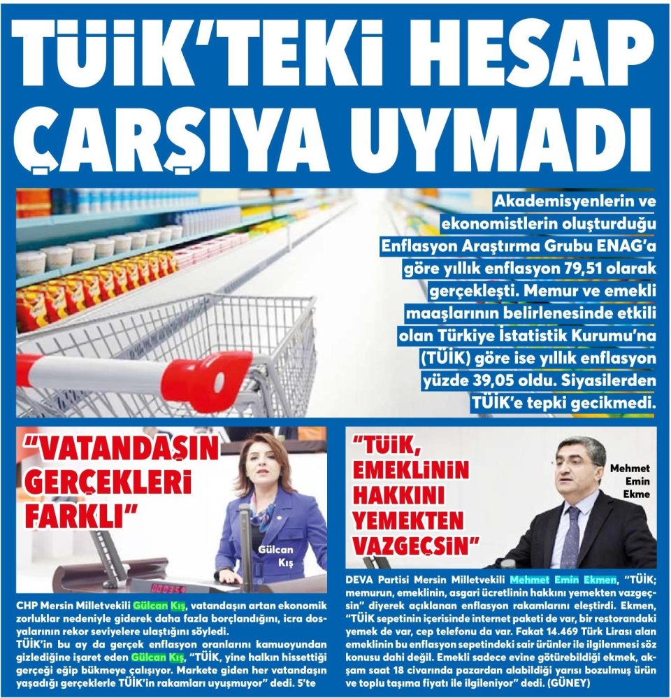 TÜİKTEKİ HESAP ÇARŞIYA UYMADI