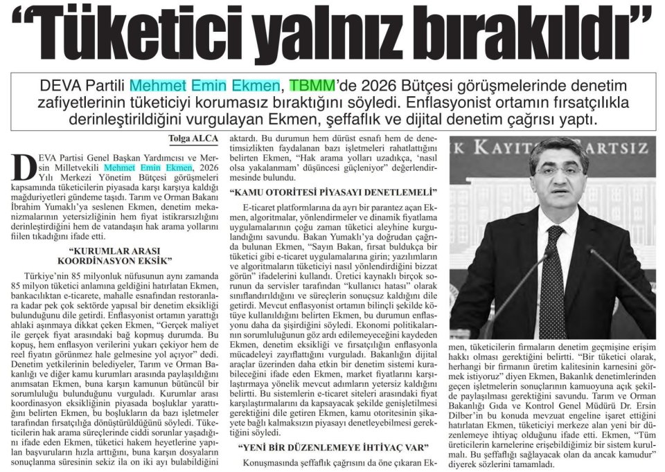TÜKETİCİ YALNIZ BIRAKILDI