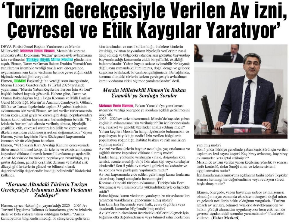 'TURİZM GEREKÇESİYLE VERİLEN AV İZNİ, ÇEVRESEL VE ETİK KAYGILAR YARATIYOR'