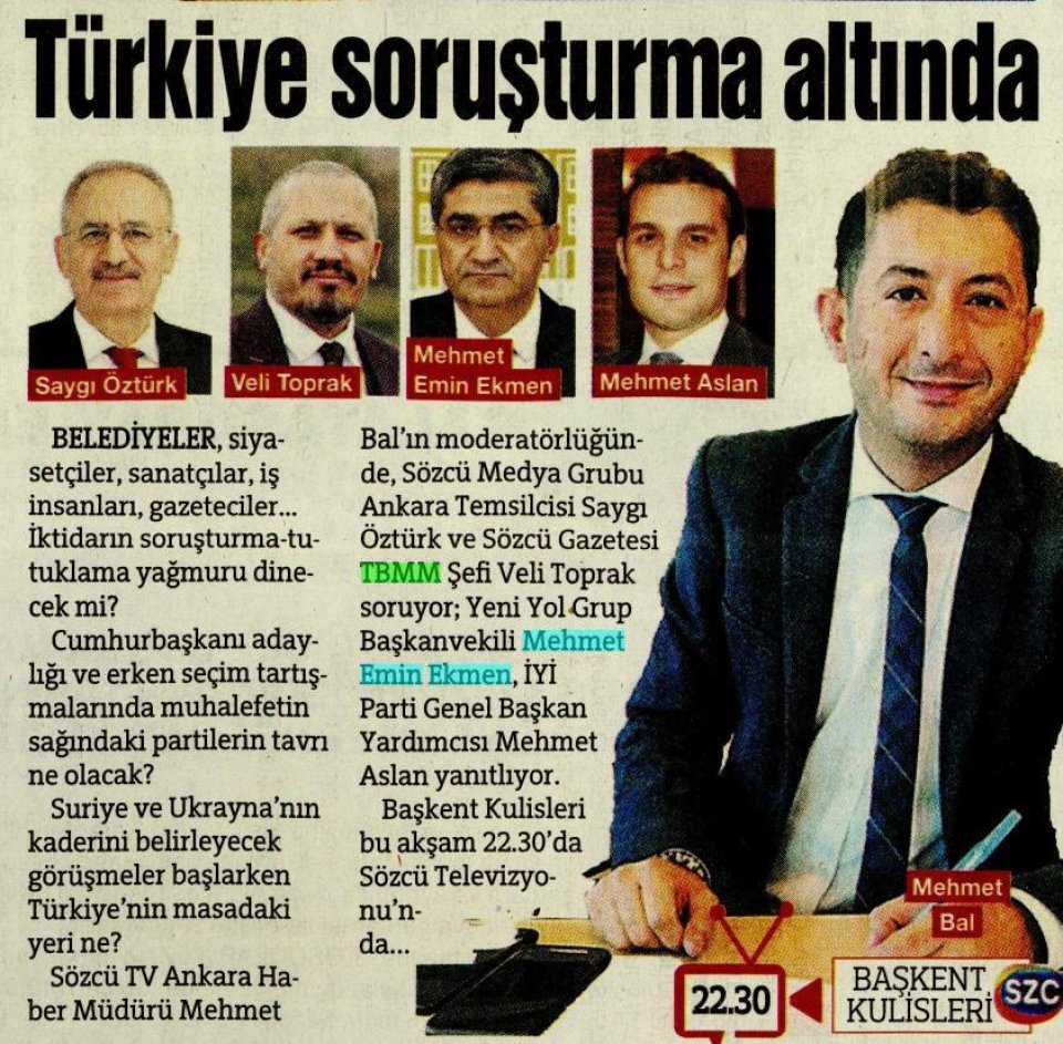 TÜRKİYE SORUŞTURMA ALTINDA