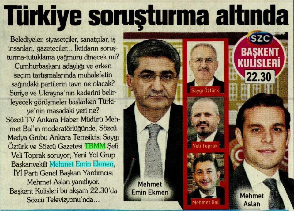  TÜRKİYE SORUŞTURMA ALTINDA