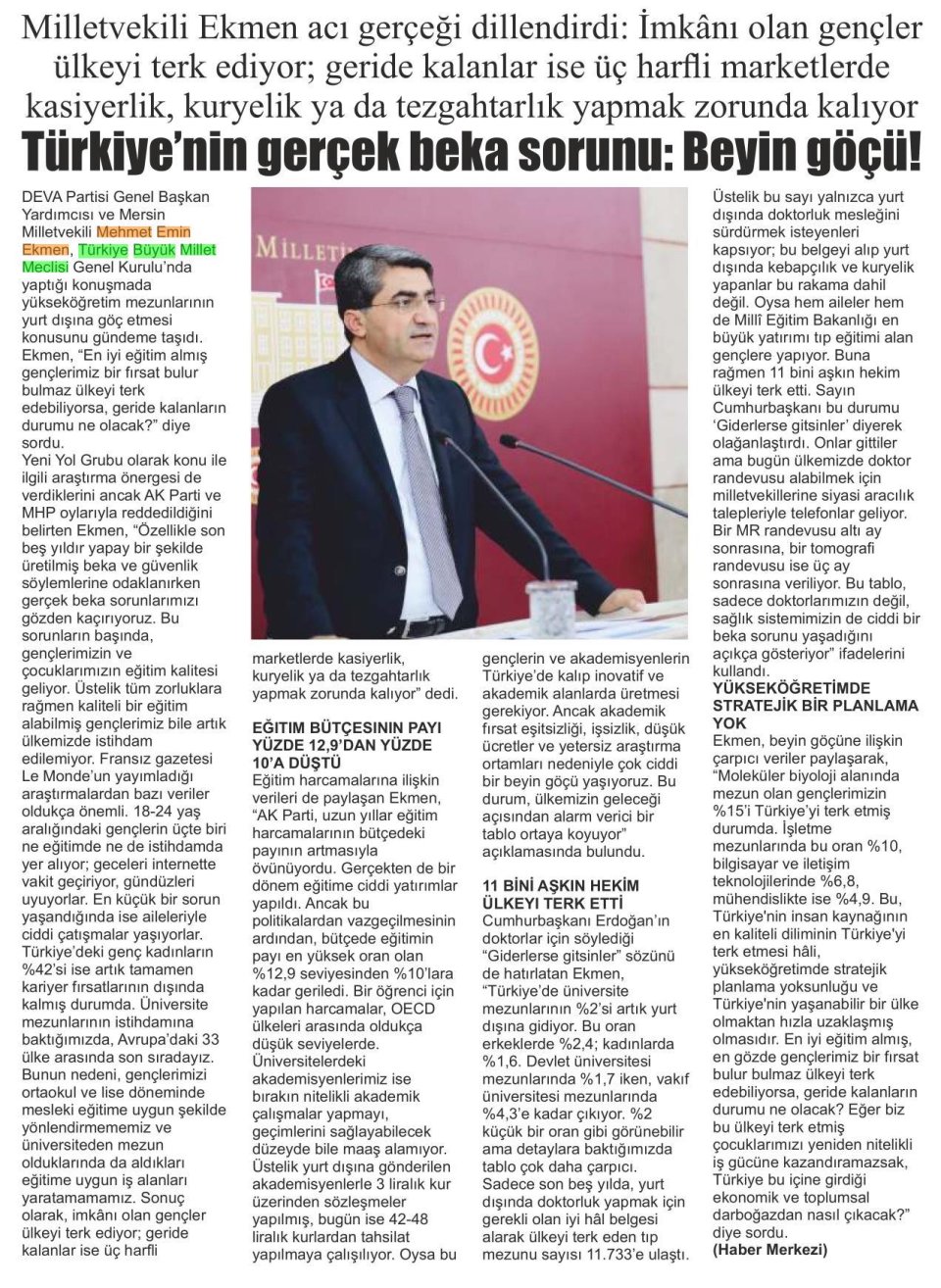 TÜRKİYE'NİN GERÇEK BEKA SORUNU: BEYİN GÖÇÜ