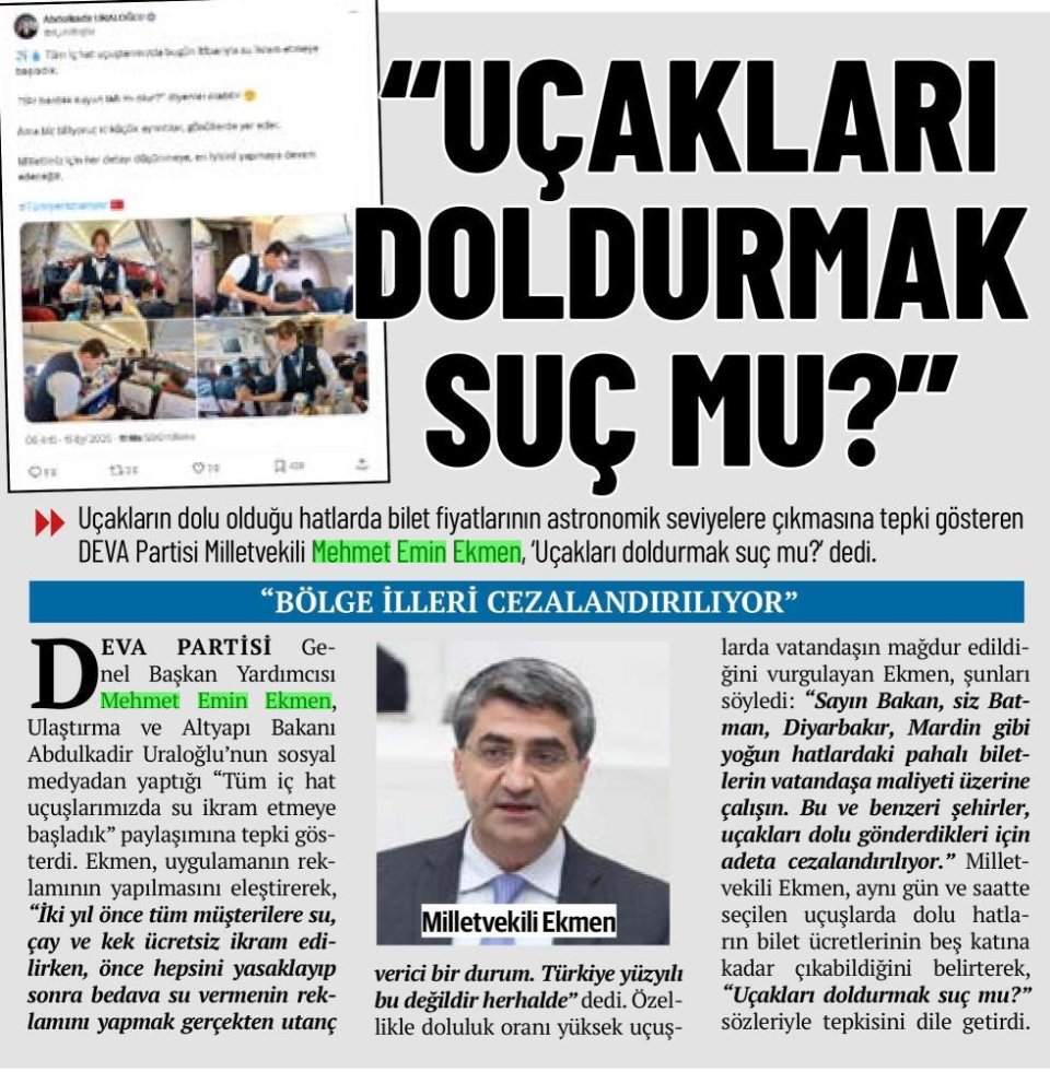 'UÇAKLARI DOLDURMAK SUÇ MU?''