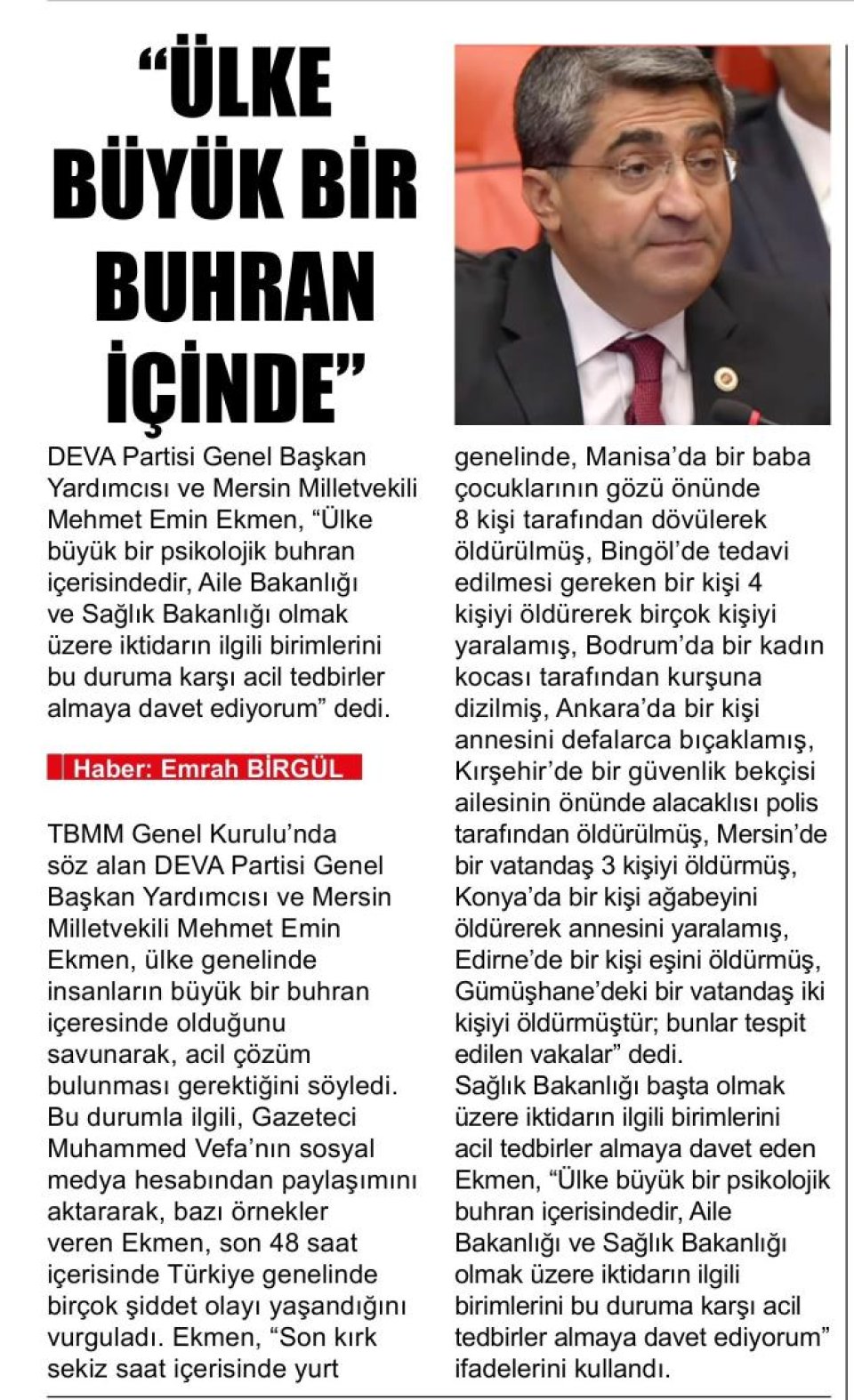 ÜLKE BUYUK BİR BUHRAN İÇİNDE