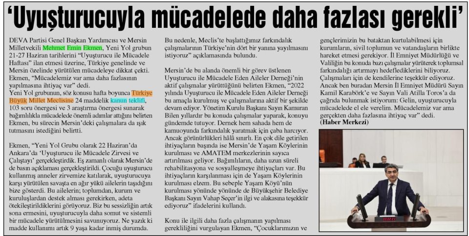 'UYUŞTURUCUYLA MÜCADELEDE DAHA FAZLASI GEREKİR''