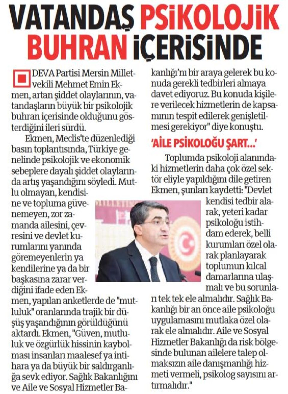 VATANDAŞ PSİKOLOJİK BUHRAN İÇERİSİNDE