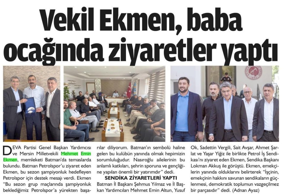 VEKİL EKMEN, BABA OCAĞINDA ZİYARETLER YAPTI