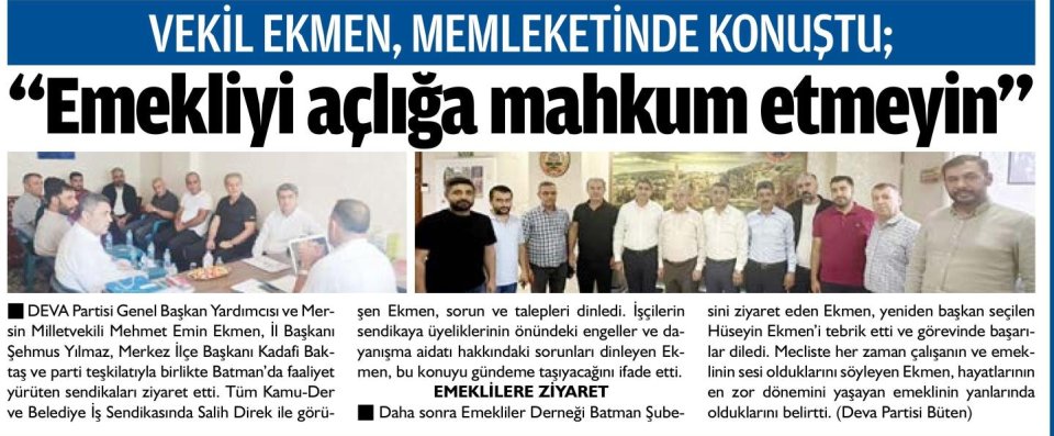 VEKİL EKMEN, MEMLEKETİNDE KONUŞTU