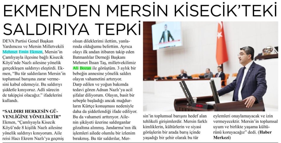 VEKİL EKMEN'DEN GÜVENLİK VURGUSU
