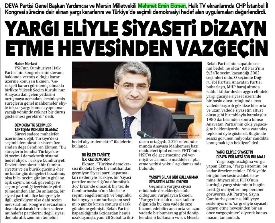 ''YARGI ELİYLE SİYASETİ DİZAYN ETME HEVESİNDEN VAZGEÇİN