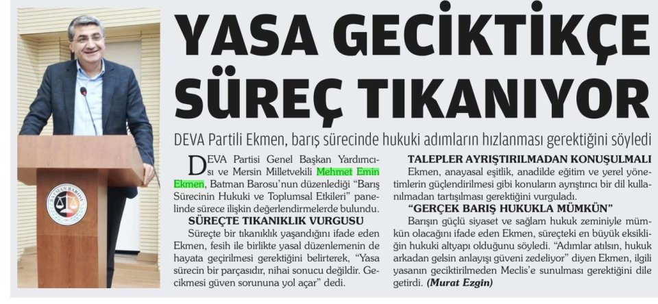 YASA GECİKTİKÇE SÜREÇ TIKANIYOR