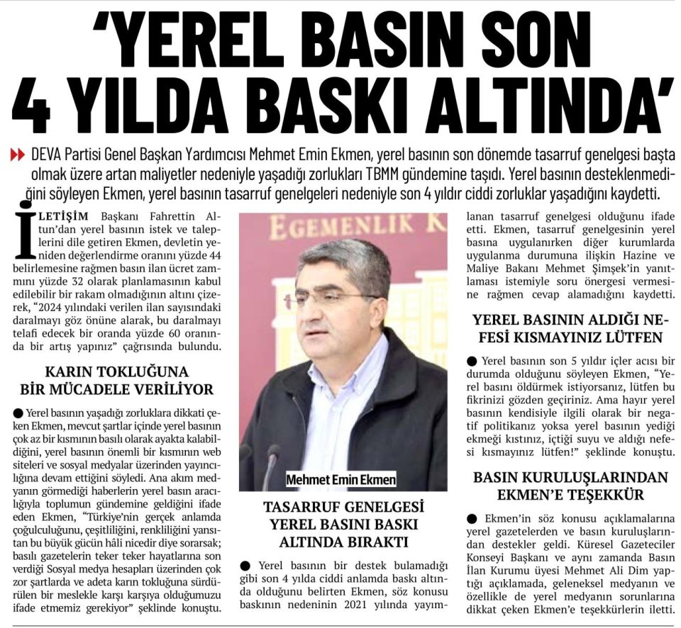 'YEREL BASIN SON 4 YILDA BASKI ALTINDA'