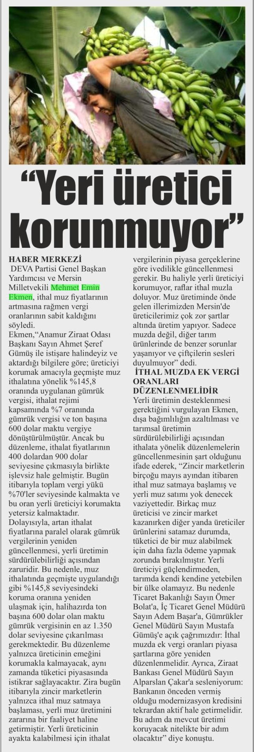 YERİ ÜRETİCİ KORUNMUYOR