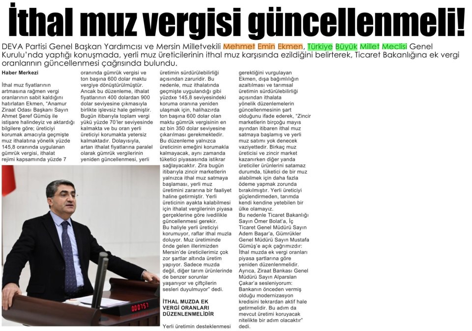 YERLİ MUZ ÜRETİCİSİ KORUNMALI!