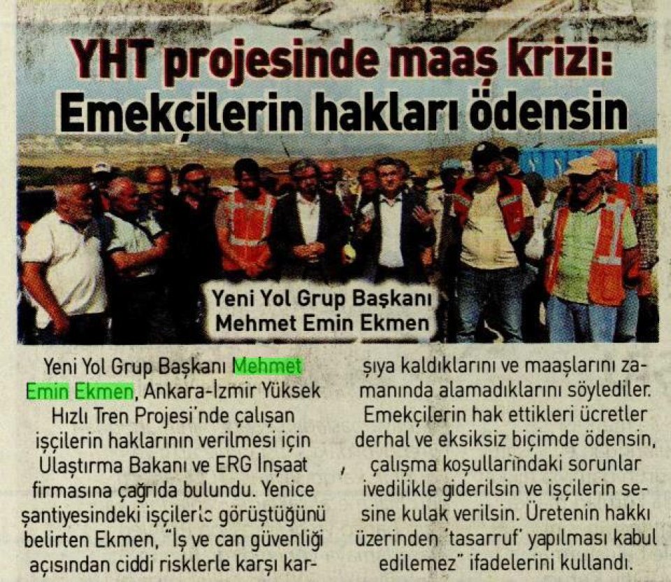 YHT PROJESİNDE MAAŞ KRİZİ