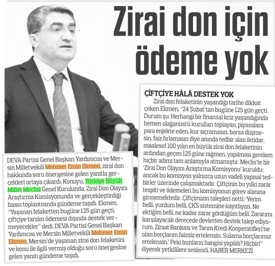 ZİRAİ DON İÇİN ÖDEME YOK